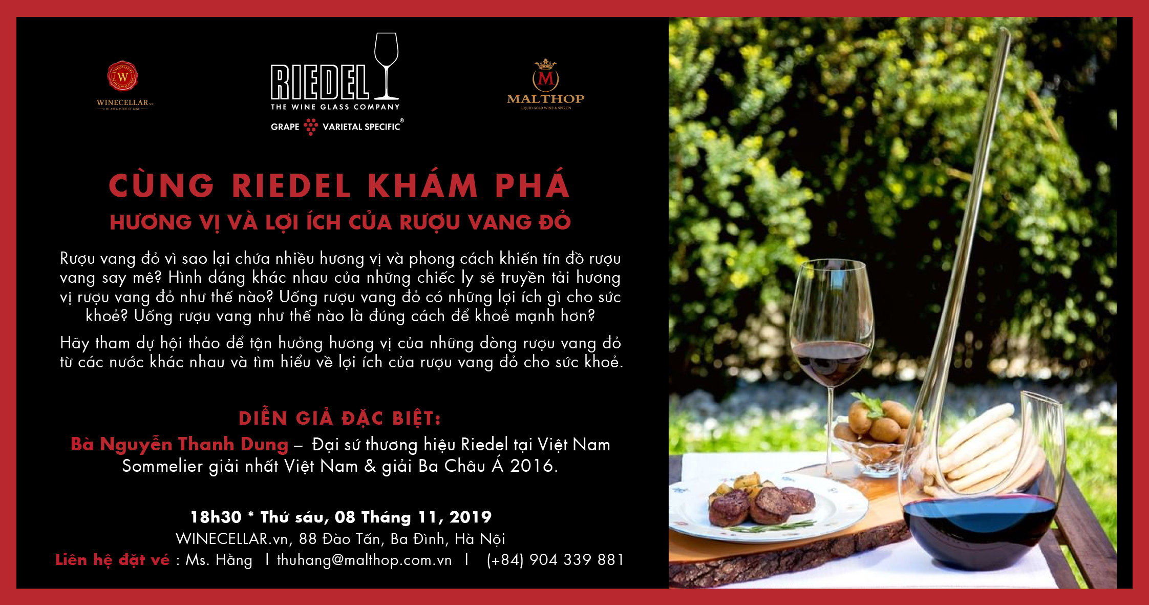 Hanoi | Cùng Riedel Khám Phá Hương Vị và Lợi Ích Của Rượu Vang Đỏ